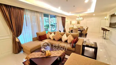 Luxurious living room with elegant decor and spacious layout, perfect for entertaining guests.