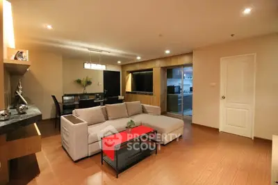 Spacious modern living room with elegant decor and open layout, perfect for entertaining.
