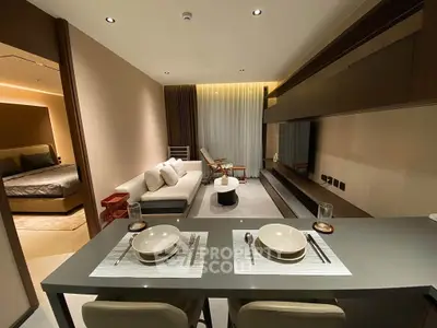 Modern open-plan living room with stylish decor and cozy ambiance