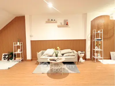 Stylish living room with modern decor and cozy seating area