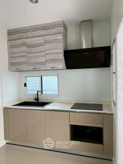 Modern kitchen with sleek cabinets and induction cooktop