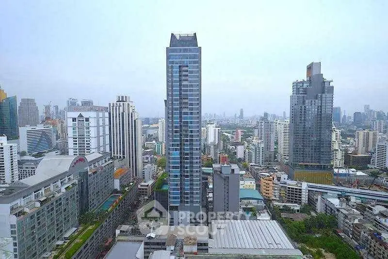 Stunning cityscape view showcasing modern high-rise buildings in a bustling urban environment.