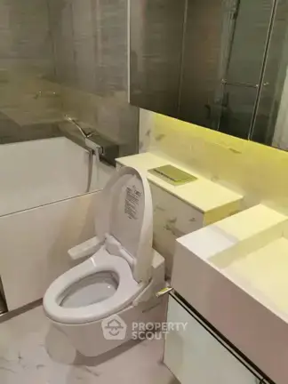 Modern bathroom with sleek fixtures and elegant design