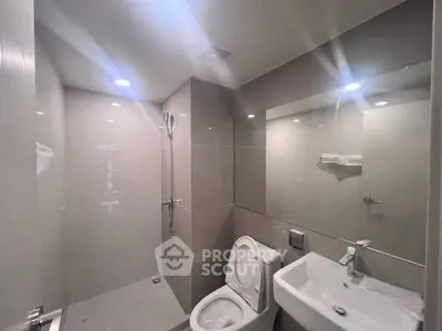 Modern bathroom with sleek fixtures and minimalist design