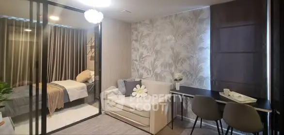 Modern studio apartment with cozy bedroom and stylish living area