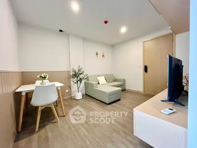 Modern living room with stylish decor and cozy seating area