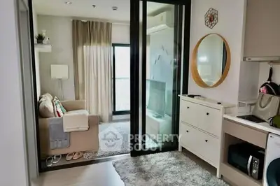 Modern apartment interior with cozy living room and stylish kitchen