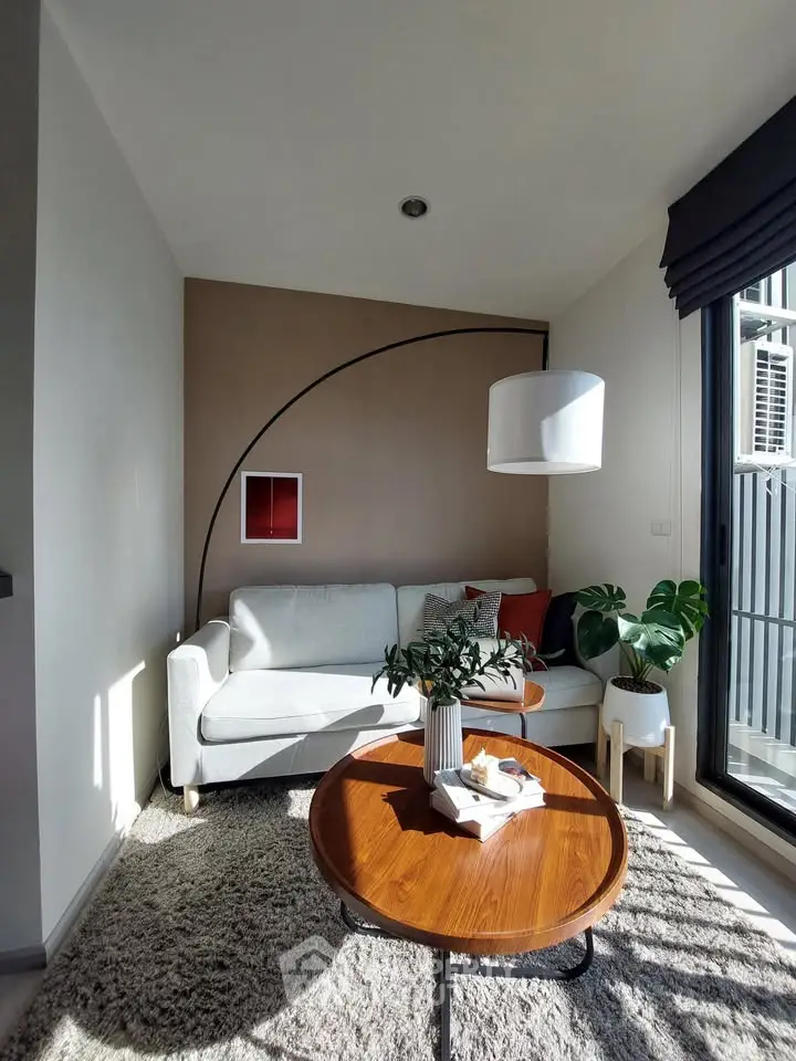Stylish living room with modern decor and natural light
