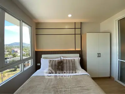 Cozy bedroom with scenic view and modern decor