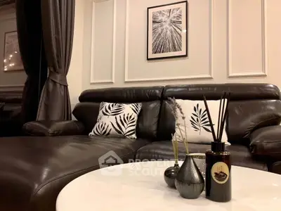 Luxurious living room with elegant leather sofa and chic decor