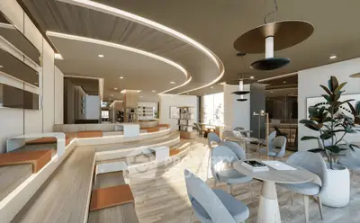 Luxurious modern living room with elegant seating and stylish decor