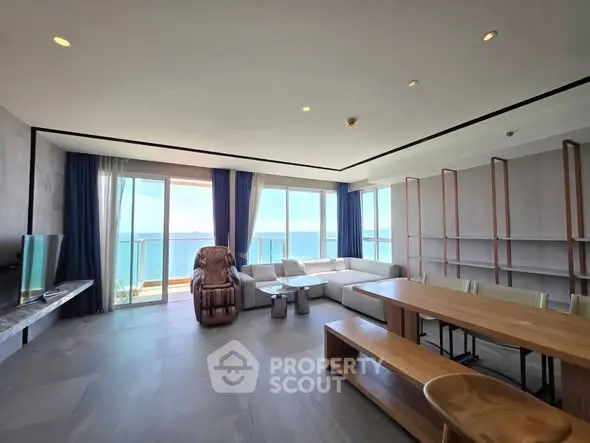 Luxurious living room with stunning ocean view and modern furnishings