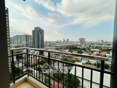 Stunning cityscape view from a high-rise balcony, perfect for urban living enthusiasts.