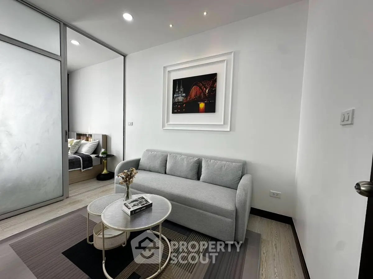 Modern living room with stylish decor and cozy ambiance