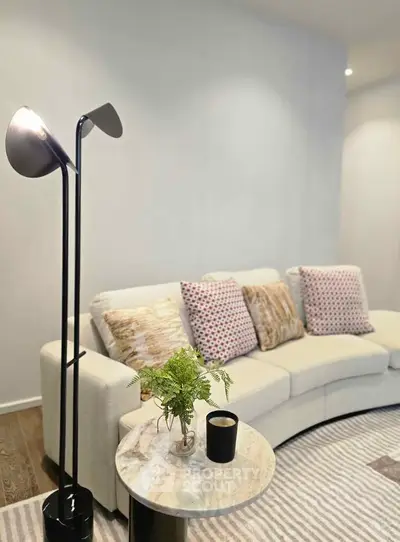 Stylish living room with modern sofa and elegant decor