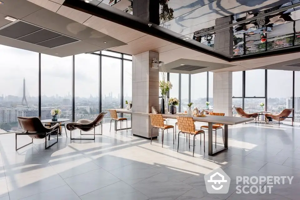 Luxurious penthouse with panoramic city views and modern interior design