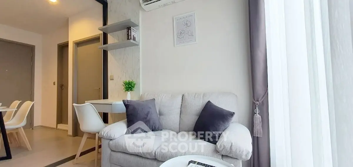 Cozy living room with modern decor and natural light