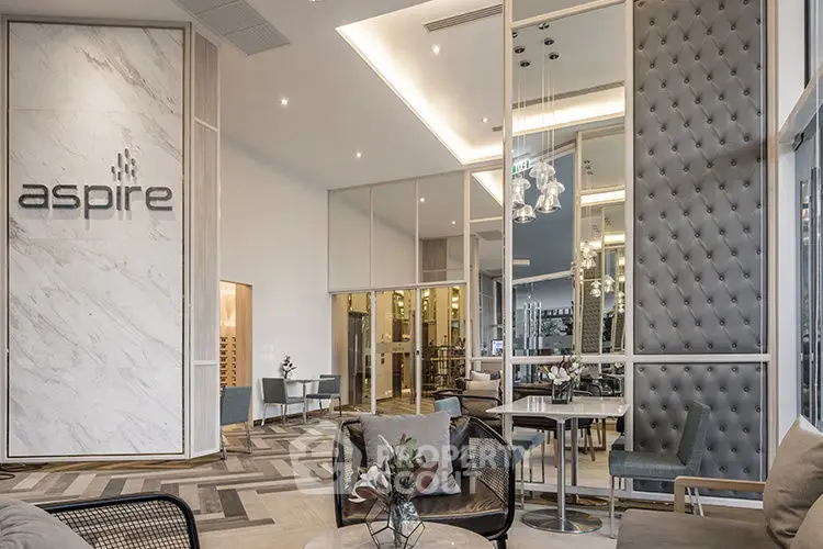 Luxurious modern lobby with elegant seating and stylish decor