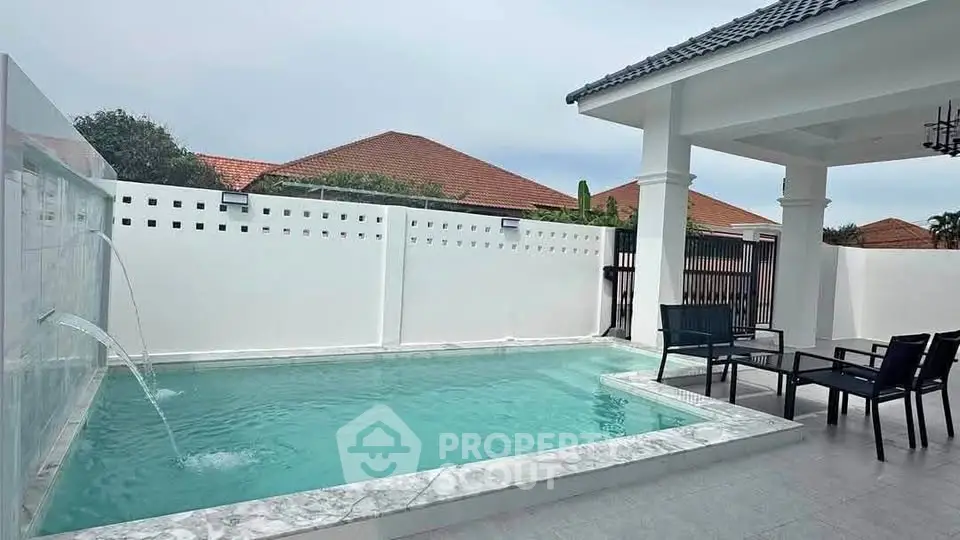 Charming modern home with private pool and stylish patio area, perfect for relaxation.