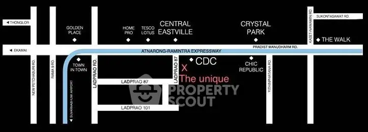 Map showing location of The Unique near Central Eastville and Crystal Park.