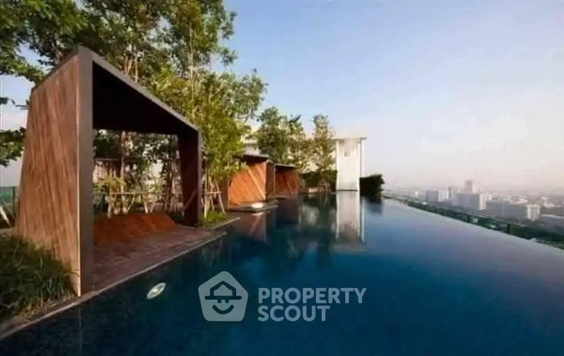 Luxurious rooftop infinity pool with stunning city views and modern cabanas.