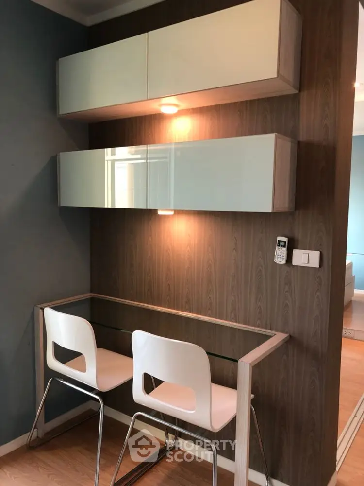 Modern study nook with sleek design and built-in lighting