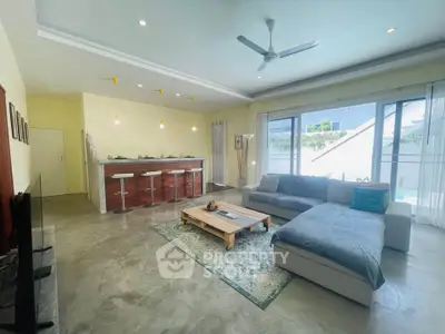 Spacious modern living room with open layout and stylish decor