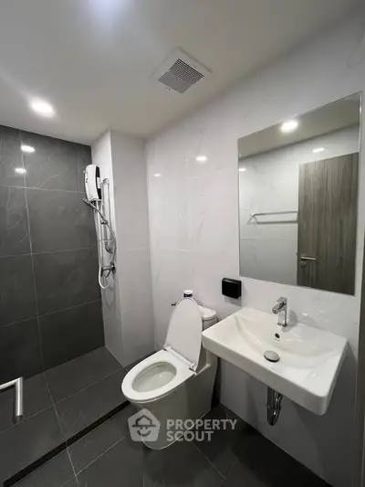 Modern bathroom with sleek design and contemporary fixtures