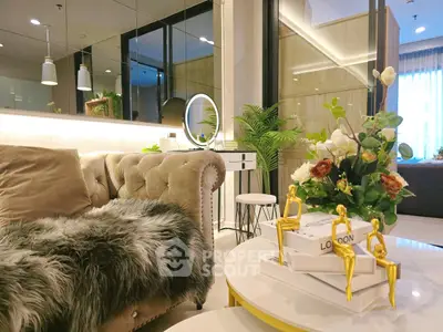 Luxurious living room with plush sofa and elegant decor