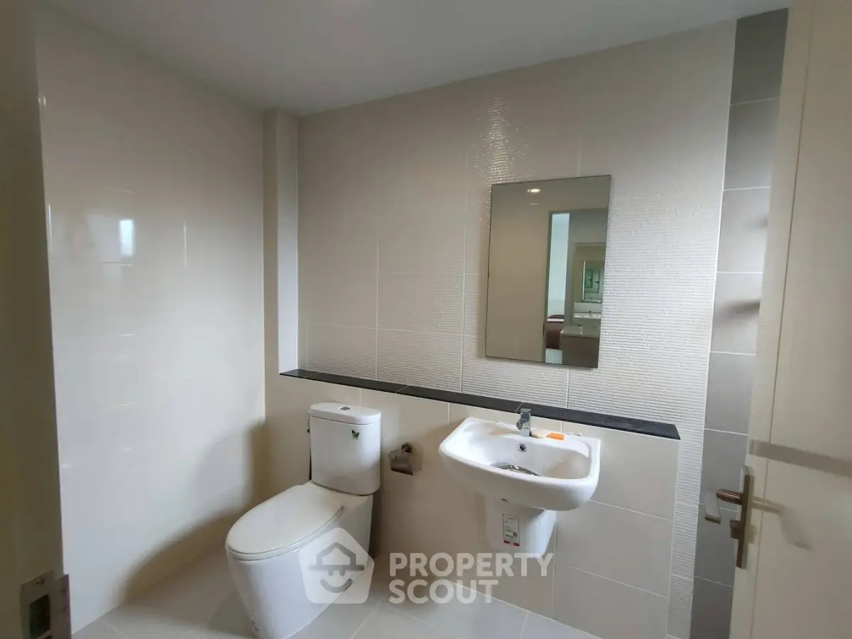 Modern bathroom with sleek fixtures and minimalist design