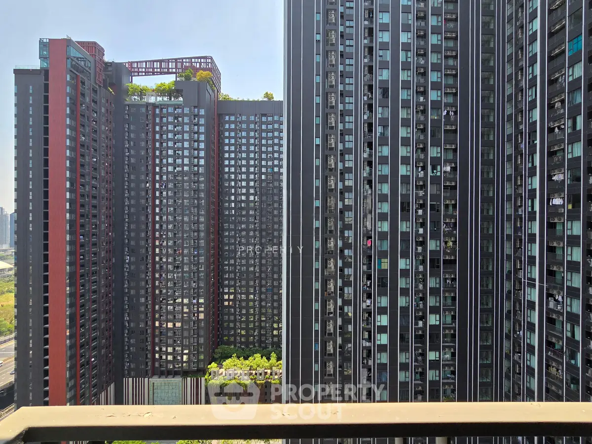 Stunning high-rise buildings with lush rooftop gardens and modern architecture.