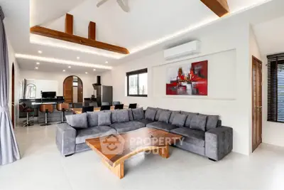 Spacious modern living room with stylish decor and open layout