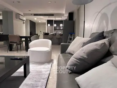 Luxurious modern living room with elegant furniture and ambient lighting