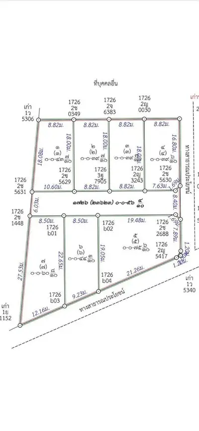 Detailed schematic plan of a real estate plot with measurements and layout.