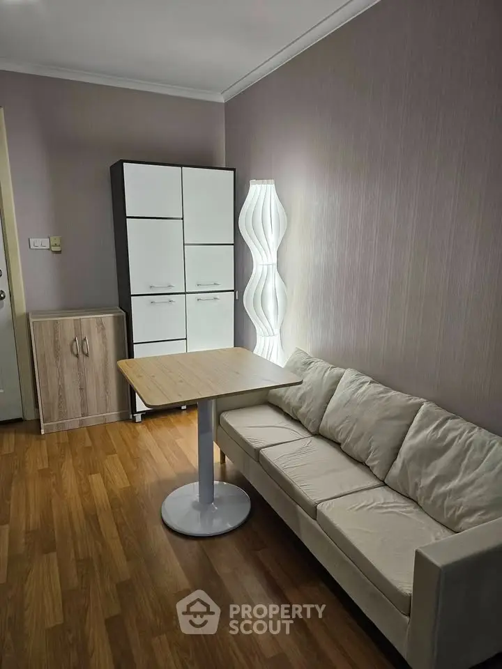 Cozy living room with modern furniture and stylish lighting