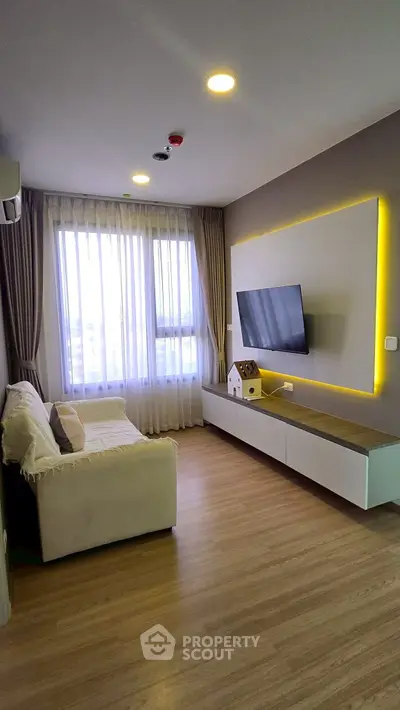 Modern living room with stylish decor and natural light