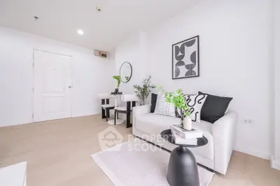 Modern living room with stylish decor and cozy seating area