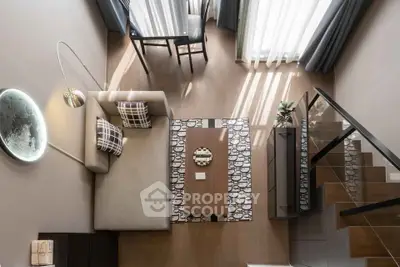 Modern living room with stylish decor and natural light