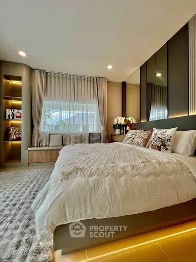 Luxurious bedroom with elegant decor and cozy ambiance