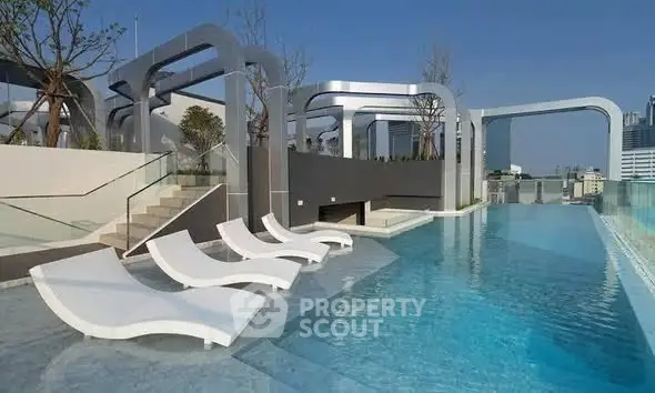 Luxurious rooftop pool with modern design and city skyline views, perfect for relaxation and leisure.