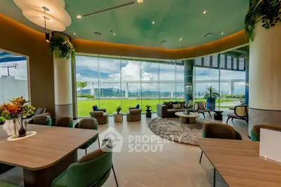 Luxurious living room with panoramic view and modern decor