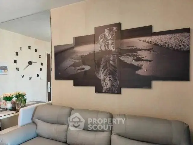 Stylish living room with modern art and elegant decor