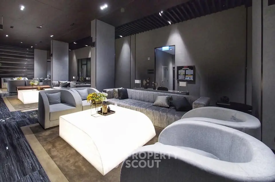 Luxurious modern living room with elegant furniture and ambient lighting