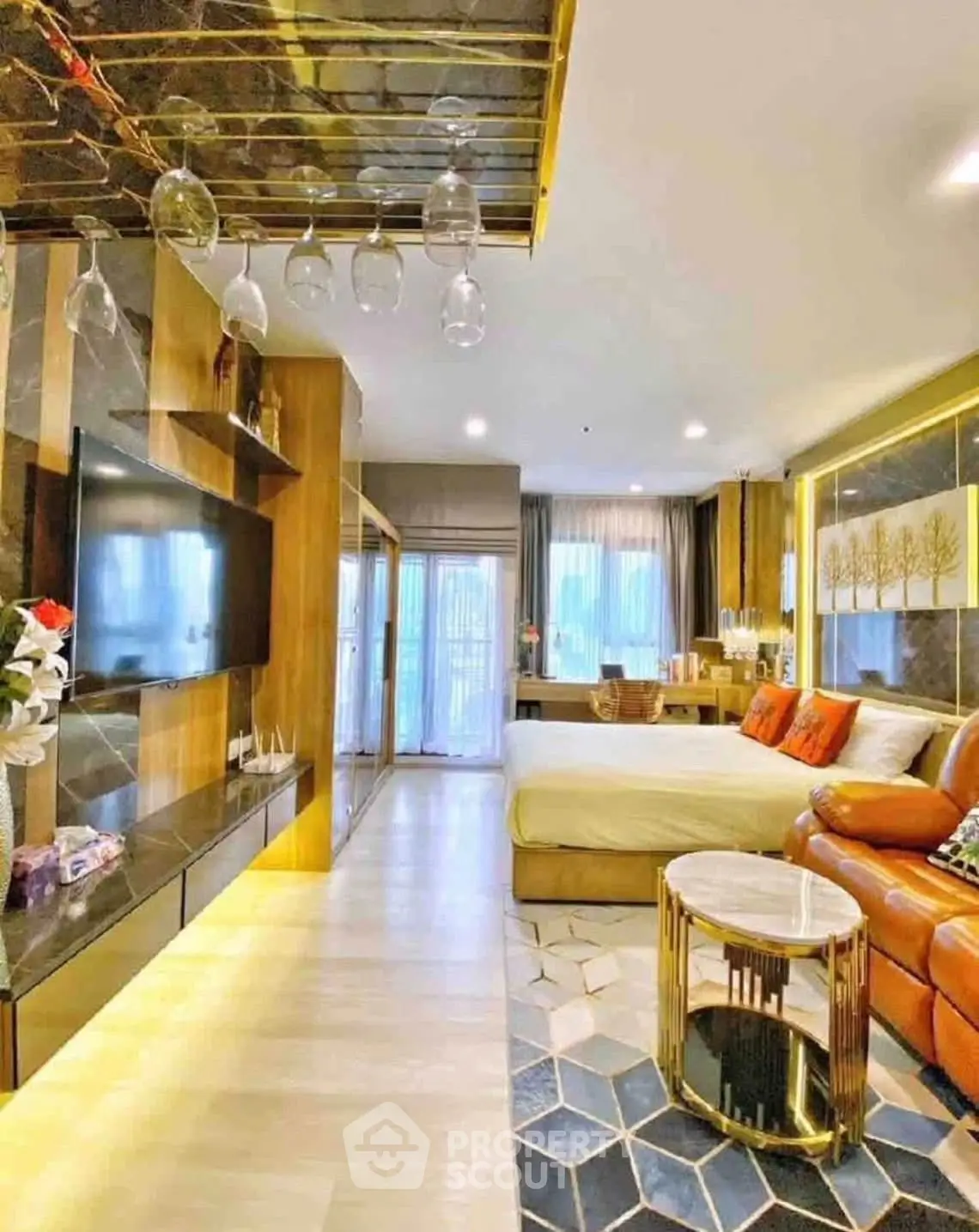 Luxurious modern living room with stylish decor and open layout