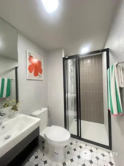 Modern bathroom with sleek shower and stylish decor