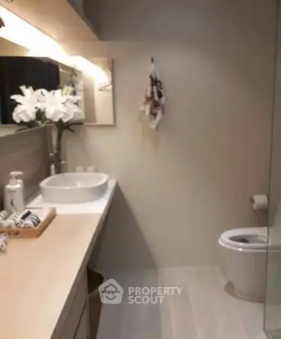 Modern bathroom with elegant fixtures and stylish decor