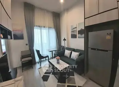 Modern living room with stylish decor and natural light