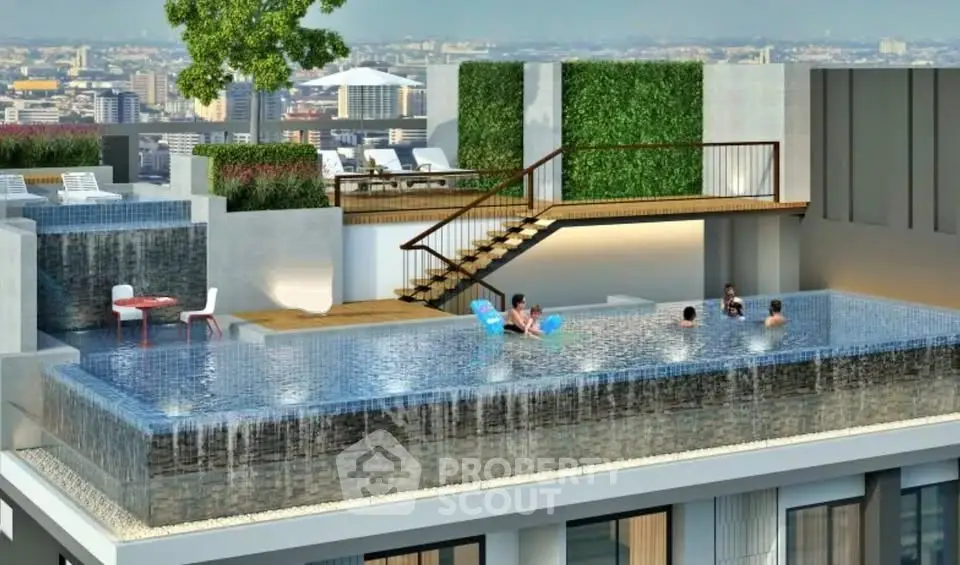Luxurious rooftop pool with stunning city views and modern design