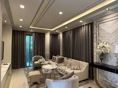 Luxurious living room with elegant decor and plush seating