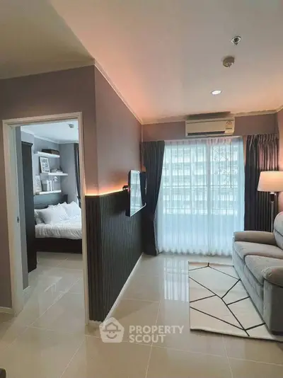 Modern living room with elegant decor and natural light